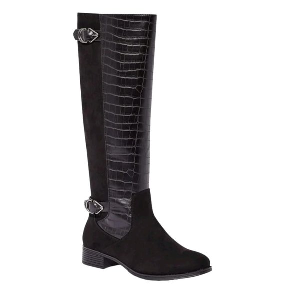 NIB JUSTFAB TANIYA KNEE HIGH FLAT BOOT (7 / BLACK) - Picture 4 of 10